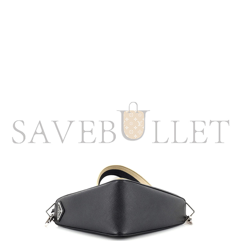 PRADA TRIANGLE LOGO ZIP CROSSBODY BAG SAFFIANO LEATHER 2VH155 (28*18*11cm)
